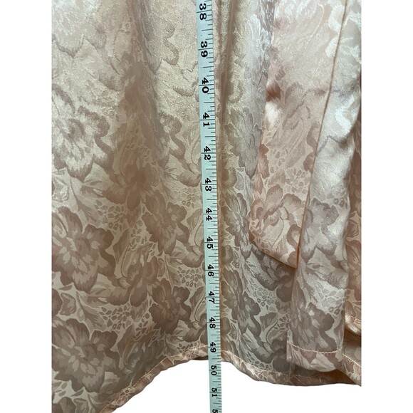 VICTORIA'S SECRET Vintage 90s Gold Label Long Satin Robe Belted Peach Lace M/L - Picture 14 of 14